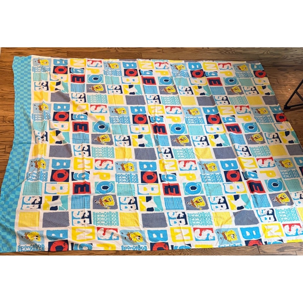 SpongeBob SquarePants Twin Flat Sheet 74x91 Blue Cartoon Nickelodeon Bedding
